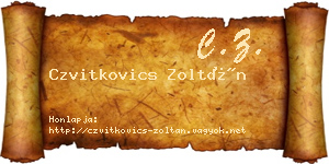 Czvitkovics Zoltán névjegykártya